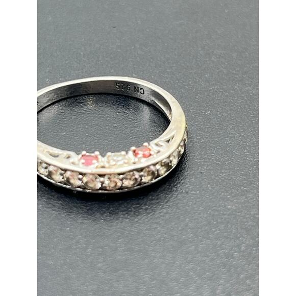 M M Signed Sterling Silver 925 Multicolor CZ Half Eternity Band Ring Sz 6.25 - Picture 3 of 15